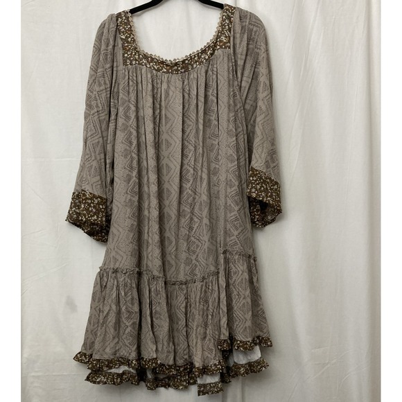 White Birch Women's Brown Floral BOHO Tunic Short Button Up Dress - SZ XL - Picture 5 of 12